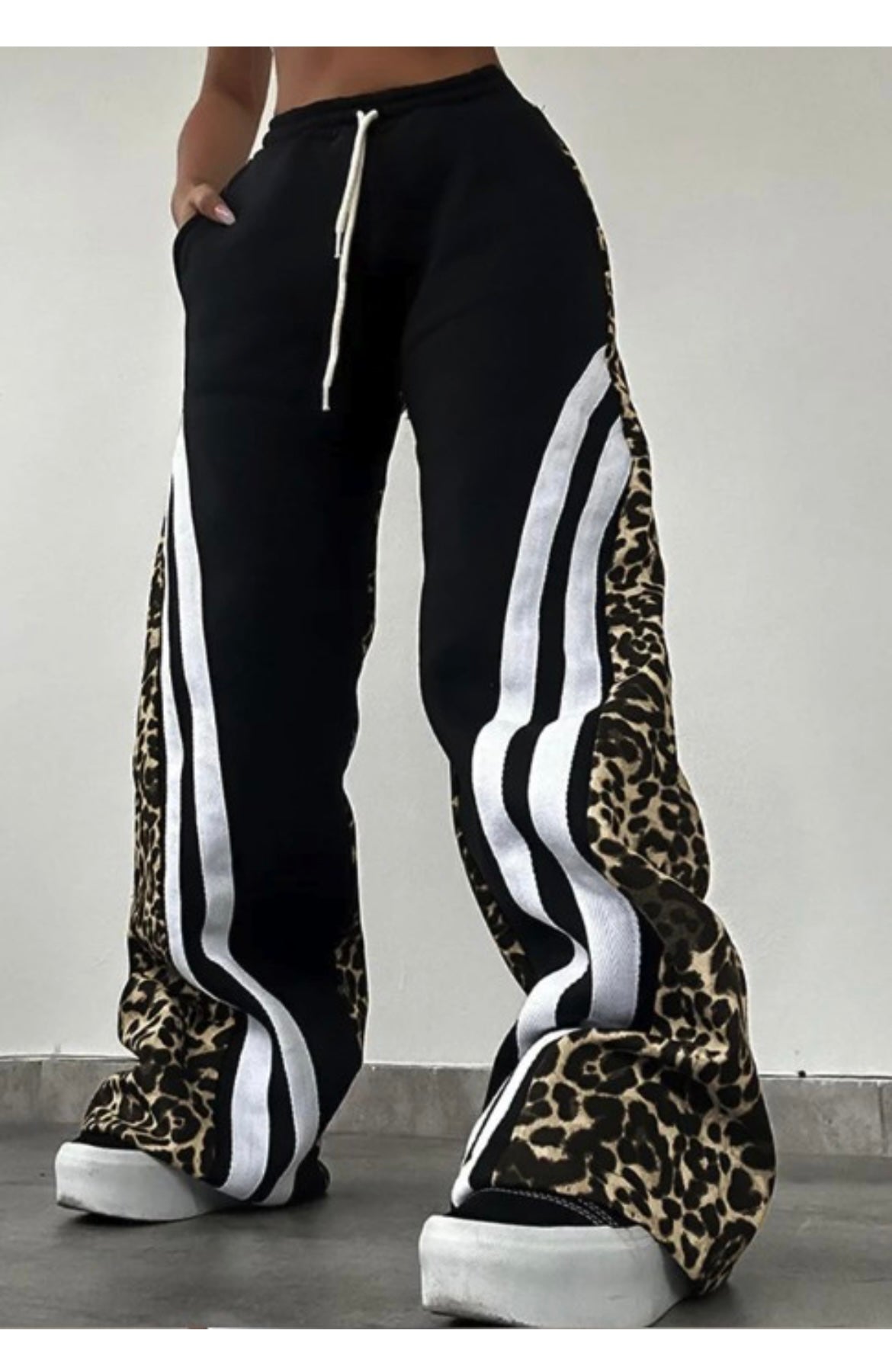 Black Leopard Sweatpants