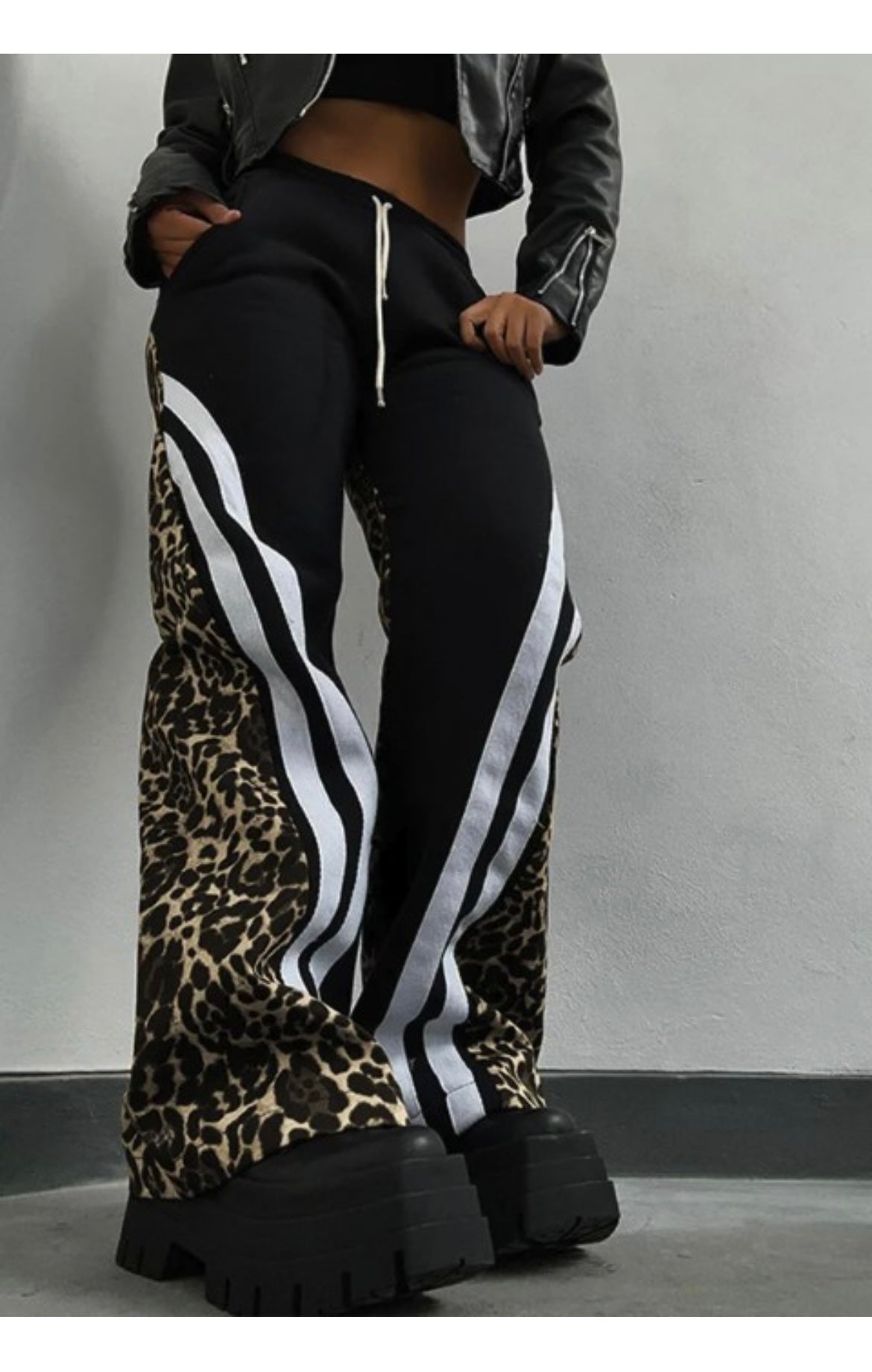 Black Leopard Sweatpants